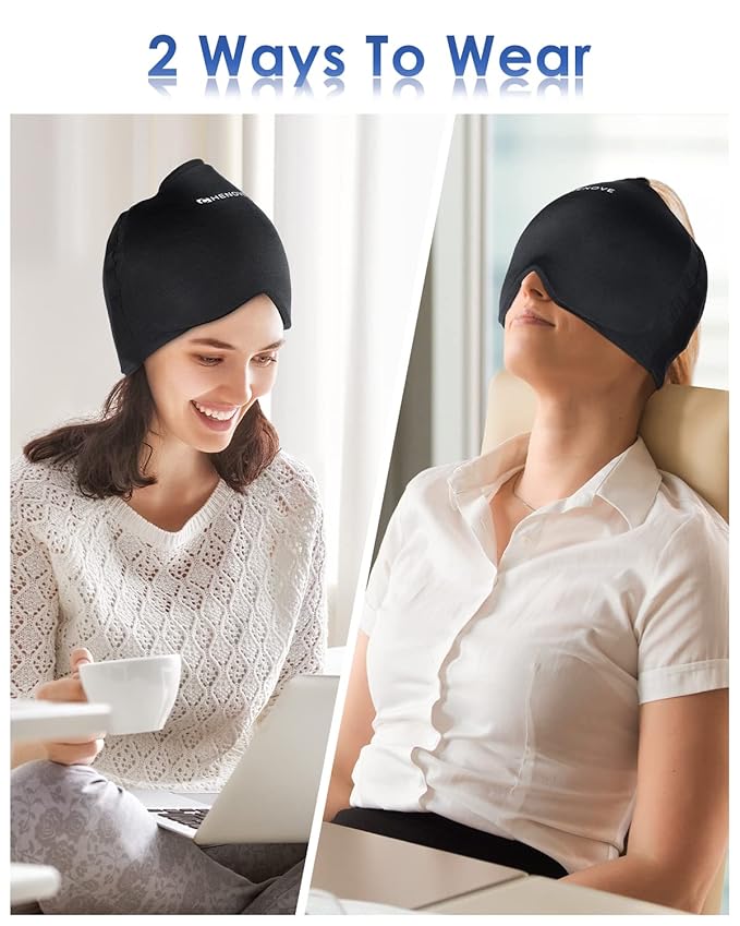 360° Headache & Migraine Relief Gel Hat – Hot & Cold Therapy Mask for Head, Neck Pain, and Relaxation