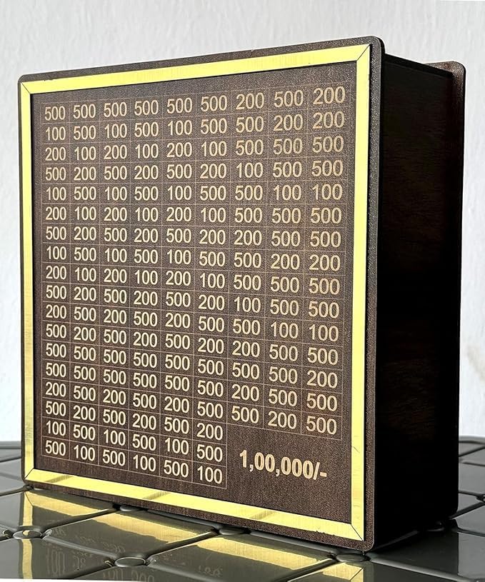 1 Lakh Savings Challenge Wooden Piggy Bank