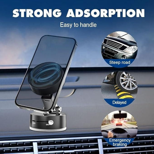 360° Magnetic Vacuum Phone Holder – Ultra-Stable & Sleek Mount for Car & Home