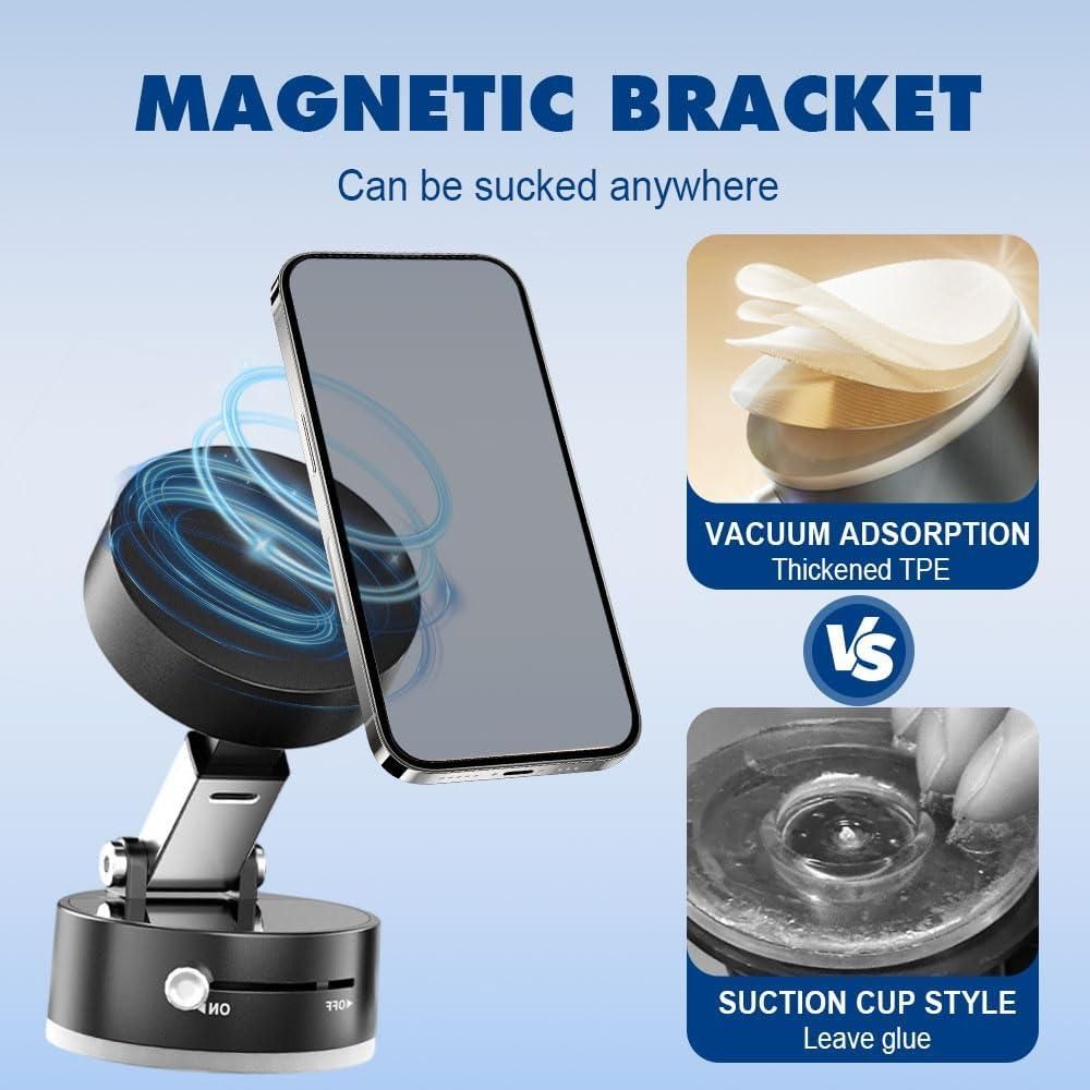 360° Magnetic Vacuum Phone Holder – Ultra-Stable & Sleek Mount for Car & Home