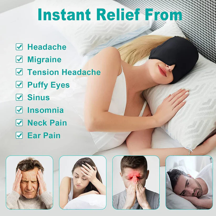 360° Headache & Migraine Relief Gel Hat – Hot & Cold Therapy Mask for Head, Neck Pain, and Relaxation