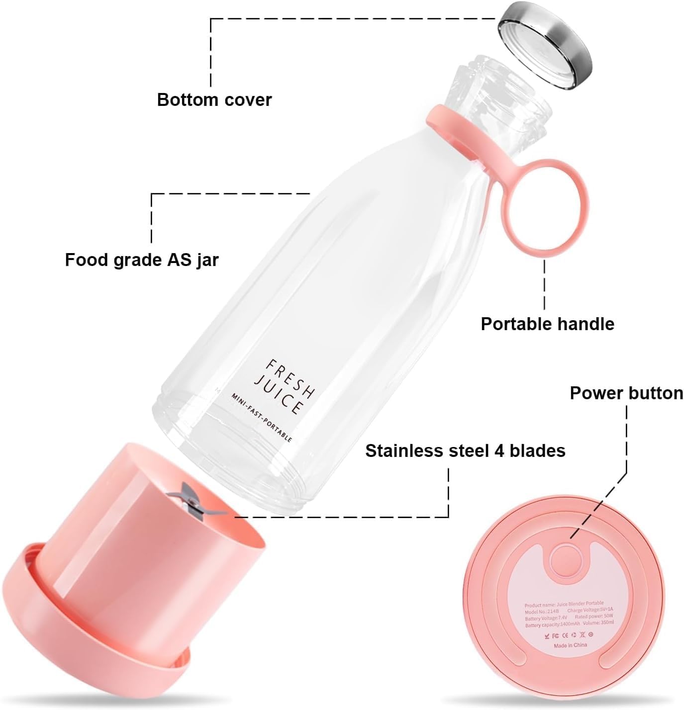 6-in-1 Portable Blender Bottle – For Juices, Smoothies, Baby Food & More!