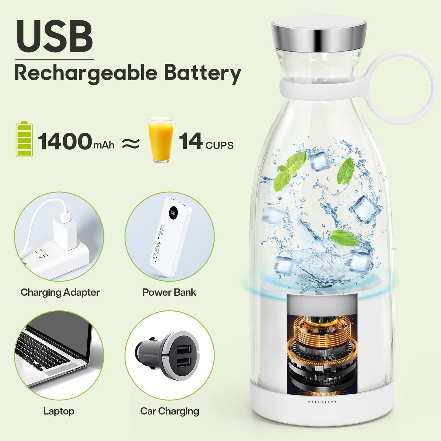 6-in-1 Portable Blender Bottle – For Juices, Smoothies, Baby Food & More!
