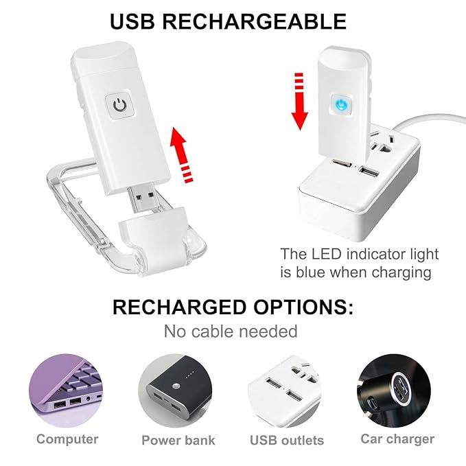 Gentle Glow Clip-On: USB-Rechargeable Eye-Care Reading Light