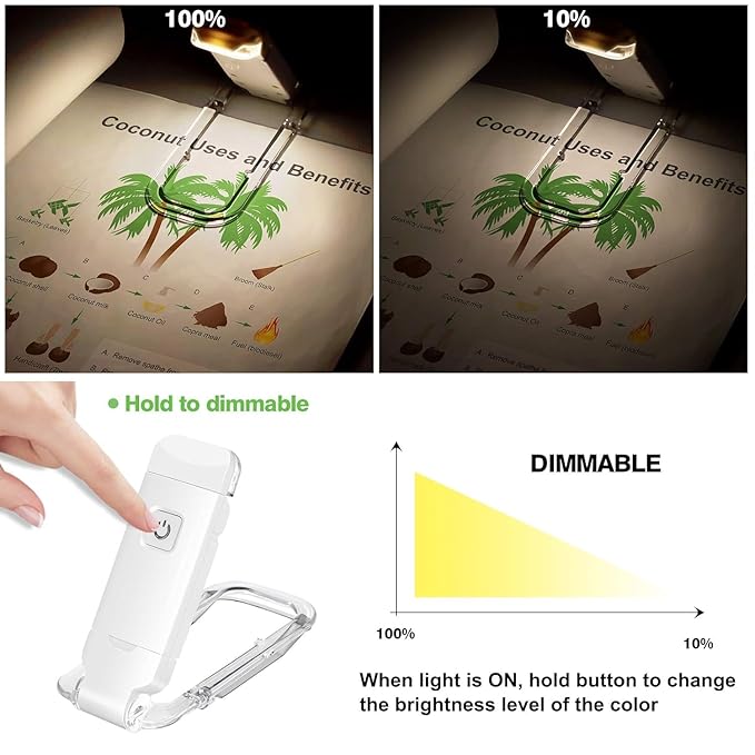 Gentle Glow Clip-On: USB-Rechargeable Eye-Care Reading Light