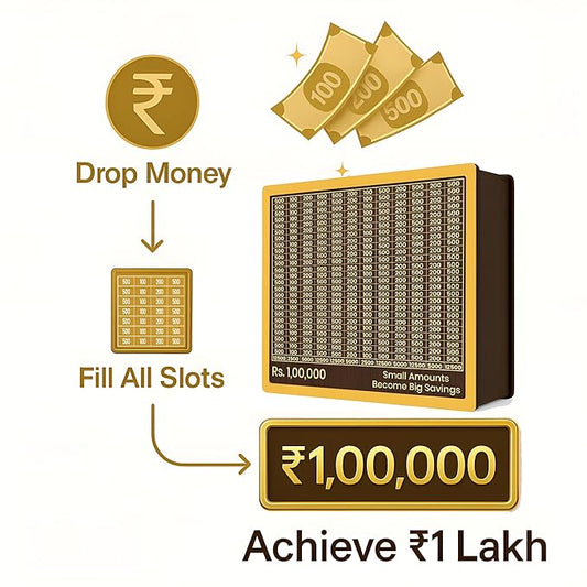 1 Lakh Savings Challenge Wooden Piggy Bank
