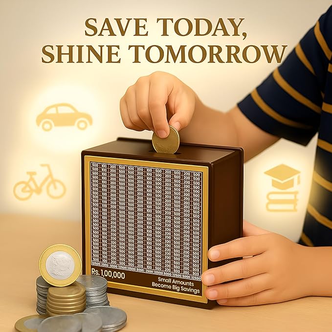 1 Lakh Savings Challenge Wooden Piggy Bank