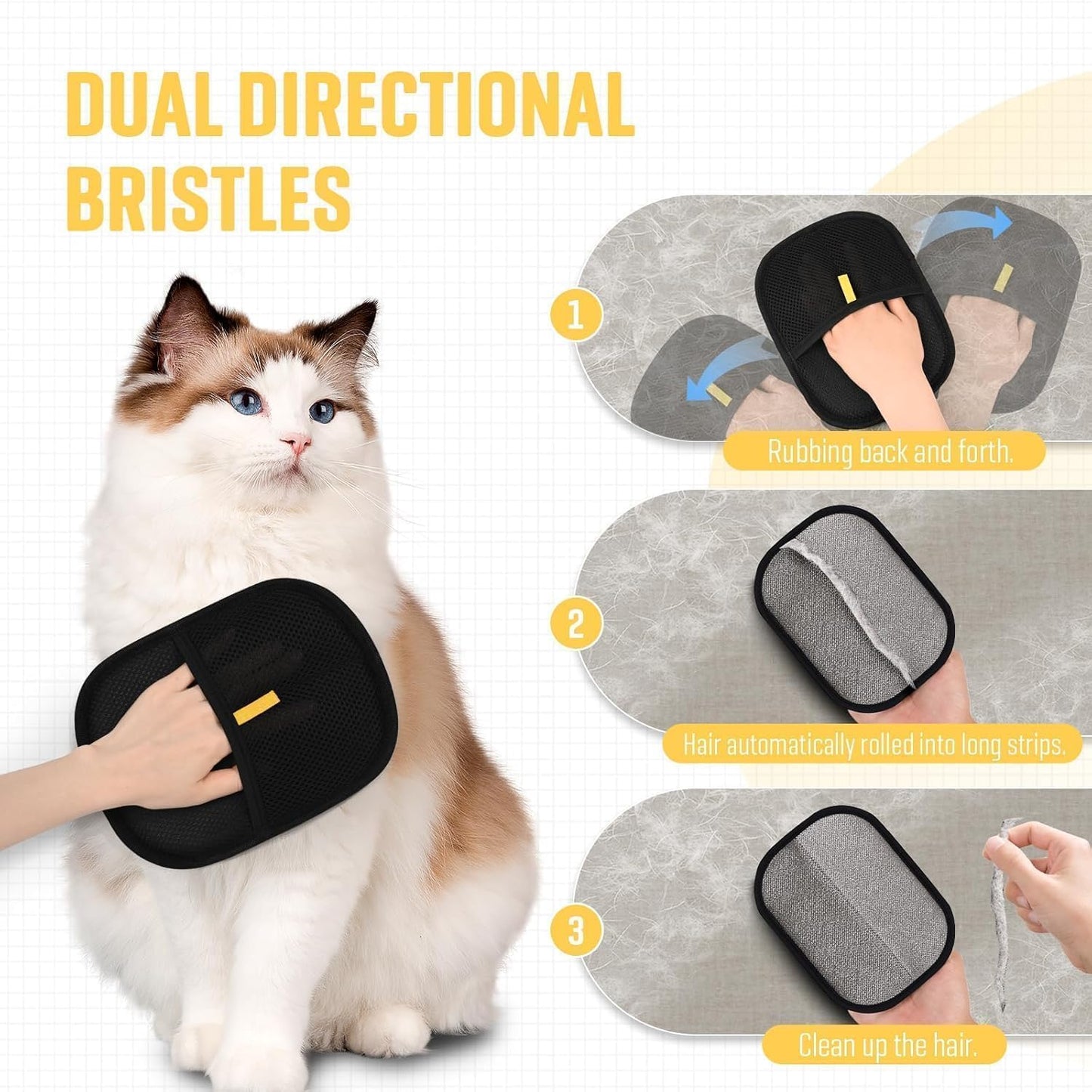 Pet Hair Removal Glove for Cats & Dogs