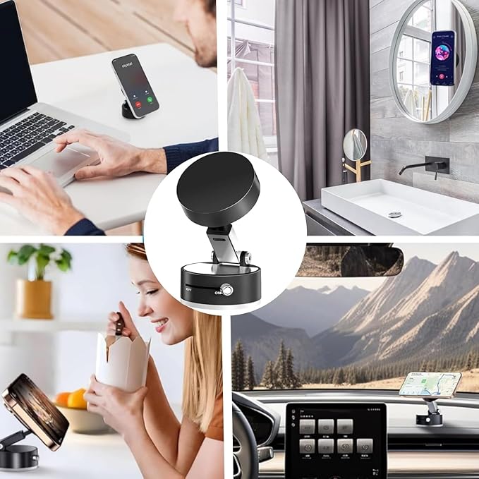 360° Magnetic Vacuum Phone Holder – Ultra-Stable & Sleek Mount for Car & Home