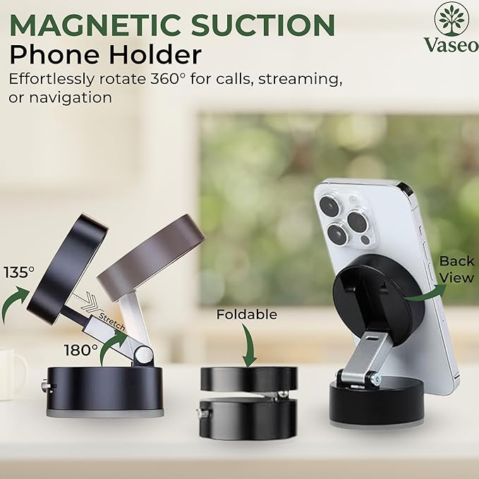 360° Magnetic Vacuum Phone Holder – Ultra-Stable & Sleek Mount for Car & Home