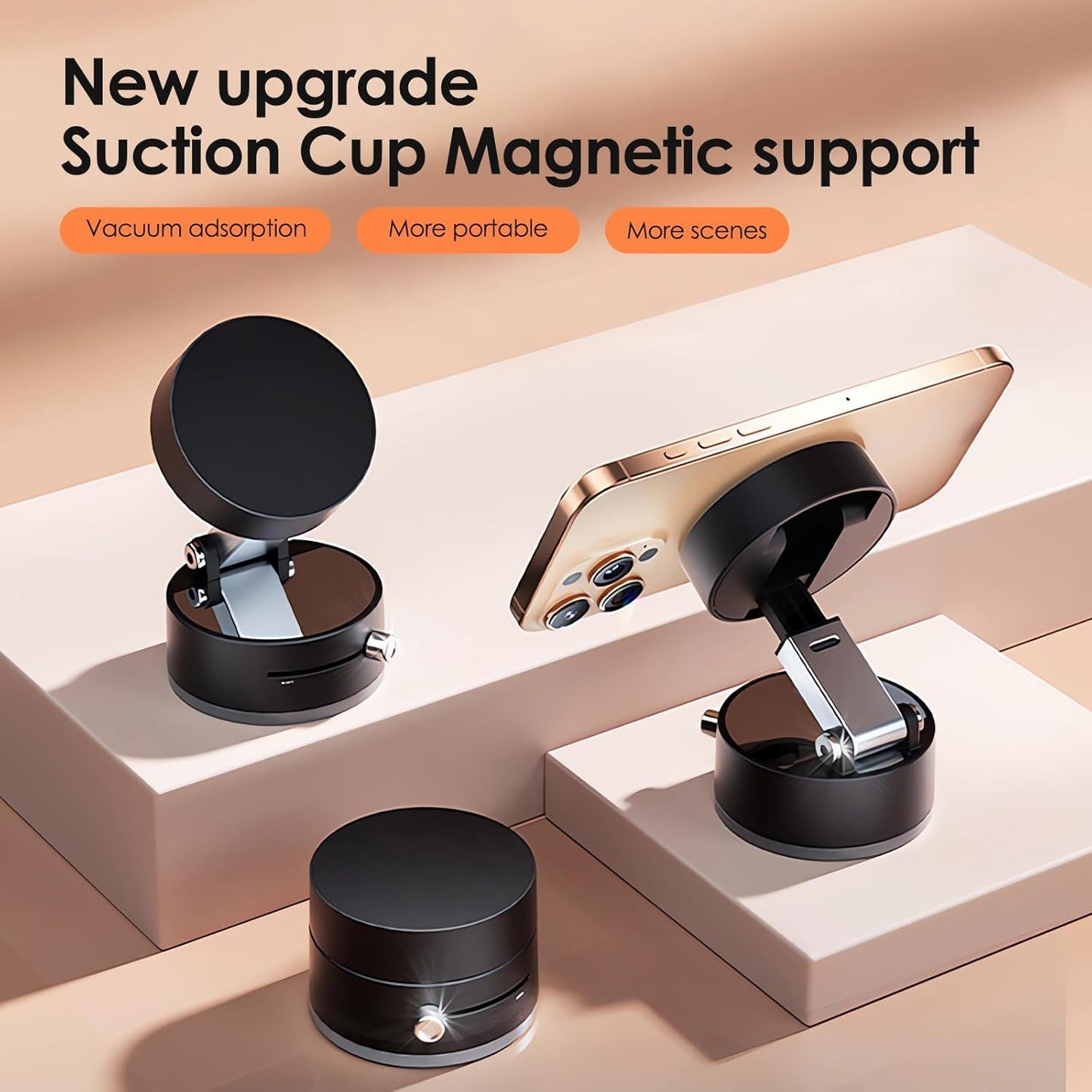 360° Magnetic Vacuum Phone Holder – Ultra-Stable & Sleek Mount for Car & Home