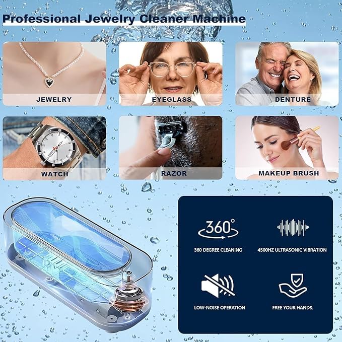 Mini Ultrasonic Jewellery & Eyeglass Cleaner Machine | Deep Clean Power at Home! 🧼